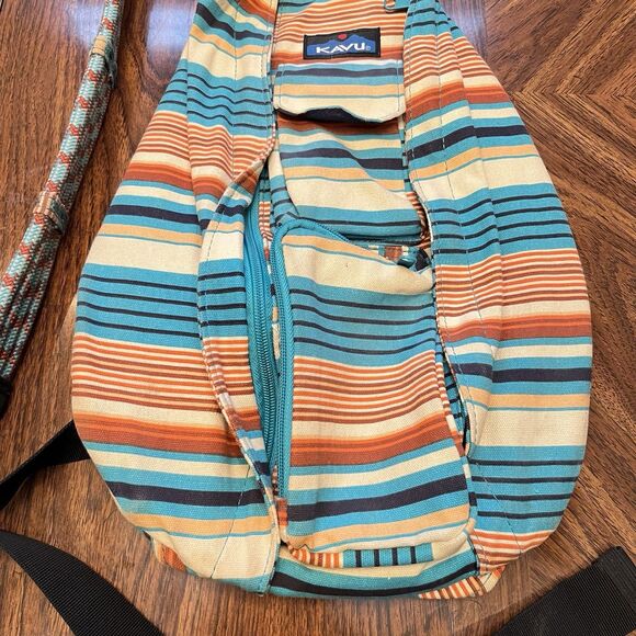 Kavu Rope Sling Cross Body Bag Multicolor Striped Teal - Picture 2 of 8